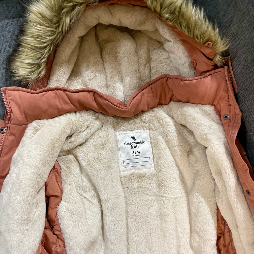 Abercrombie Kids girls rust orange parka.